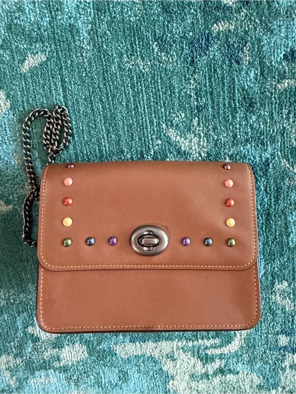 Coach Parker In Signature Canvas With Rivets Crossbody Bag in Brown